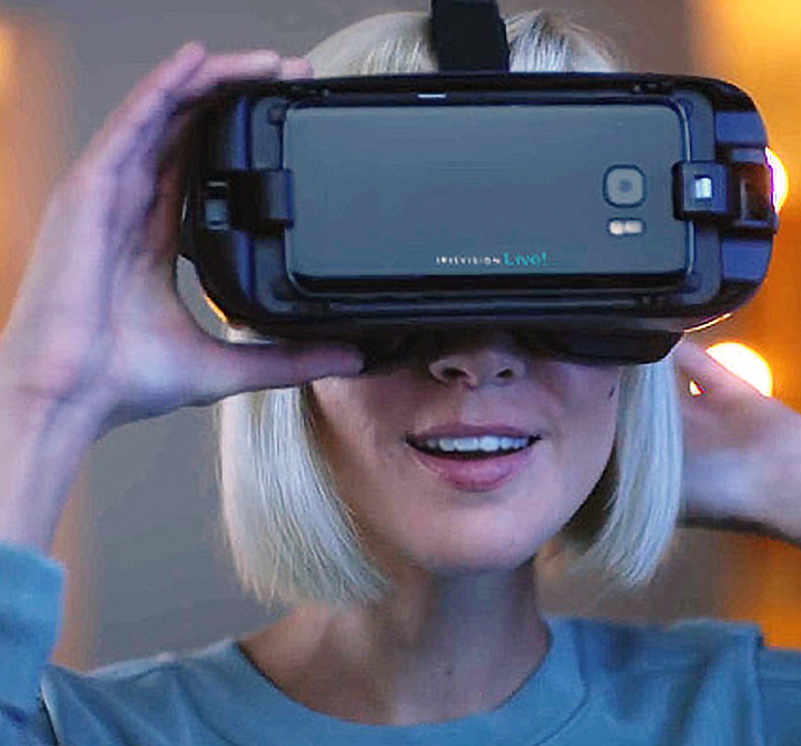 Woman wearing a VR headset.